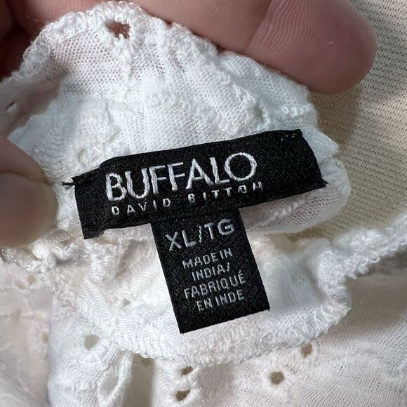 Buffalo David Bitton NWT Gracie Eyelet Top Blouse Short Sleeve White Size XL - Picture 8 of 8